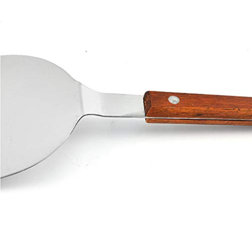 JICCH Pala para Pizza de Acero Inoxidable con Mango de Madera Maciza,ecológica,para Tartas y quesos