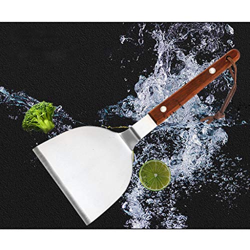 JICCH Pala para Pizza de Acero Inoxidable con Mango de Madera Maciza,ecológica,para Tartas y quesos