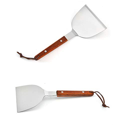 JICCH Pala para Pizza de Acero Inoxidable con Mango de Madera Maciza,ecológica,para Tartas y quesos