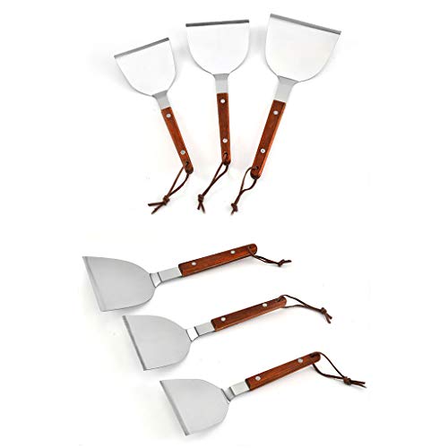 JICCH Pala para Pizza de Acero Inoxidable con Mango de Madera Maciza,ecológica,para Tartas y quesos