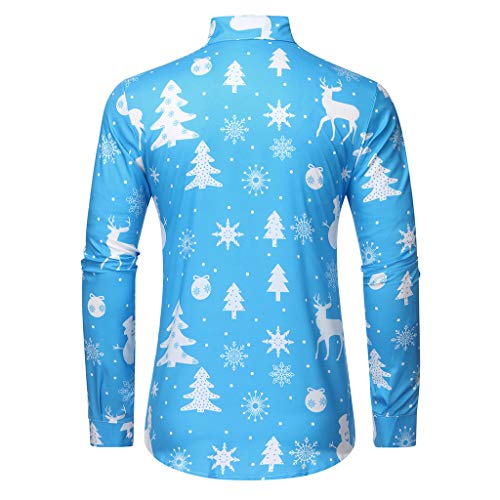 jieGorge - Blusa de Navidad para Hombre, diseño de Copos de Nieve, Azul, 40