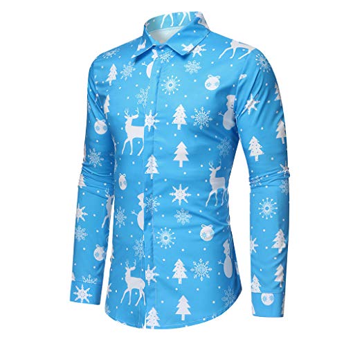 jieGorge - Blusa de Navidad para Hombre, diseño de Copos de Nieve, Azul, 40