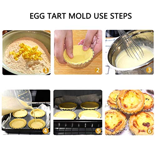 Jiele huevo molde de tarta acero al carbono huevo tarta galleta molde pudín fruta tarta molde, cocina de herramienta de cocina hecha a mano (plata, aluminio, 32 piezas)