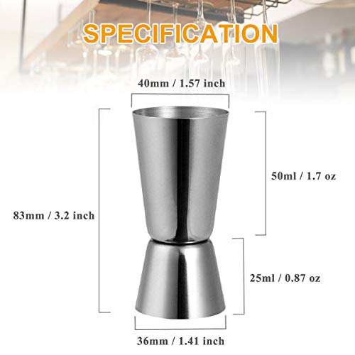 Jigger Spirit Measure - Vaso medidor, acero inoxidable, doble 25/50 ml, para bebidas