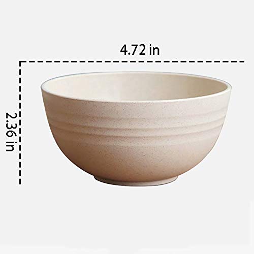 JILIGUALA - Cuenco de plástico para sopa con pajita de trigo saludable, tazón para sopa con cucharas irrompibles para niños, para microondas (4 cuencos, 4 cucharas) Color 5