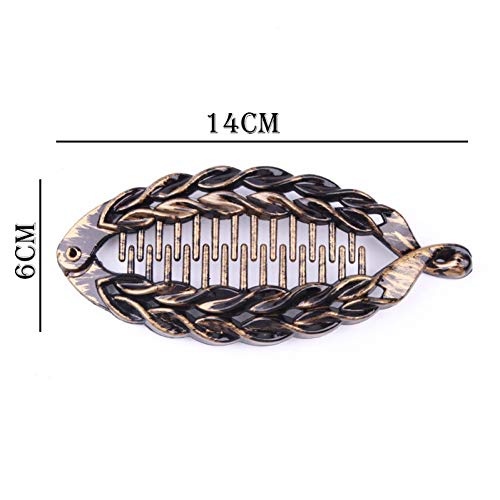 JINGMO Clips De Pelo con Forma De Pez Vintage Garras Pinzas De Plátano De Gran Tamaño Soporte De Cola De Caballo para Mujeres Niñas Accesorios para Peinar El Cabello