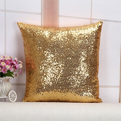 Jingyuu - 1 funda de almohada cuadrada de 40 x 40 cm, diseño de lentejuelas, estilo europeo para sofá de coche, cafetería, bar, Plateado, 40 x 40 cm