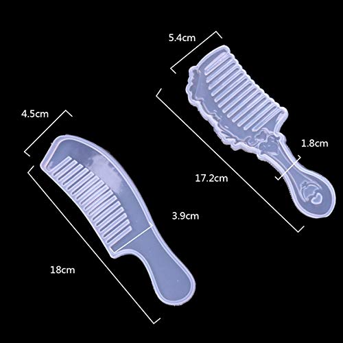 Jinlaili 2 Piezas Molde Epoxi Cristal, DIY Silicona Peine Moldes, Antiadherente Peine Resina Moldes, Semitransparente Moldes Silicona para Peine Manualidades de Joyas