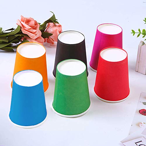 JINLE 120 Piezas Tazas de Papel Negro Vasos de Desechable Fiesta Tazas de Beber Biodegradables y Compostables para Fiesta de Cumpleaños, Bricolaje, Barbacoa,Café - 250ml