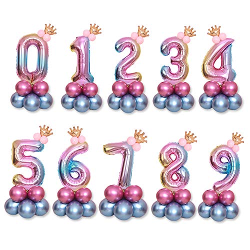 JinSu 5 Años Decoracion Globos de Cumpleaños, 14 PCS con Cumpleaños Globos Numero 5, Globos Foil y Globos de Látex para Cumpleaños, Año Nuevo, Bodas, Aniversario y Eventos