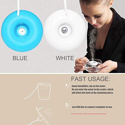 JIUY Flota en el Agua en Forma de Donut Mini USB humidificador para Ministerio del Interior y portátil ABS Aire difusor de Aire más Fresco (Blanco)