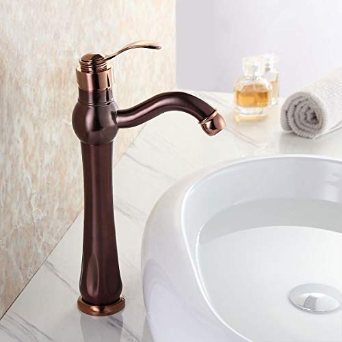 Jiuzhuo - Grifo monoblocular para lavabo (bronce y oro rosa)