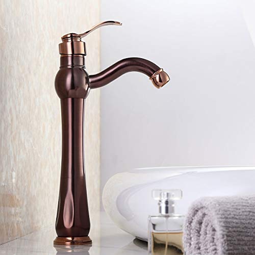 Jiuzhuo - Grifo monoblocular para lavabo (bronce y oro rosa)