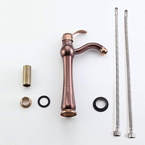 Jiuzhuo - Grifo monoblocular para lavabo (bronce y oro rosa)