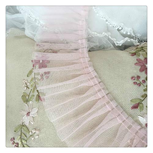 JIWEIER 9 cm Ancho Blanco Negro Plisado de Encaje de Malla 3D Flores Bordadas Cinta Ajuste de la Colmena Encaje de Tul Vestido de la Ropa de DIY de Coser Fuentes de Costura de Bricolaje