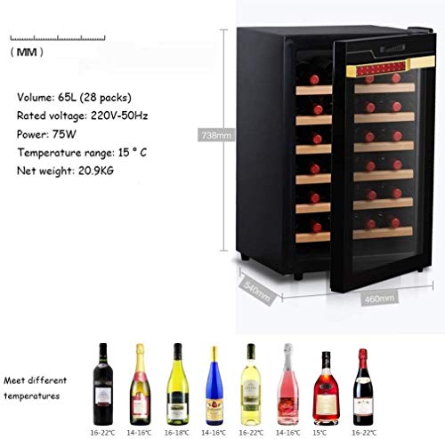 JJLL 28 Botella termoeléctrica Vino Blanco Rojo Y Refrigeración/Chiller Mostrador Bodega con Digital Pantalla de Temperatura, Independiente Frigorífico Cristal Ahumado Puerta Funcionamiento Silencio