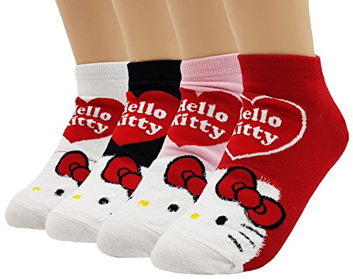 JJMax Hello Kitty - Juego de calcetines tobilleros de mezcla de algodón para mujer - Multi color - Talla única