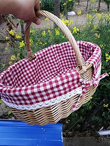 Jjzhb Yunli-Canasta de Pan Mimbre, Cesta de Picnic, cestas Hechas a Mano de Almacenamiento, la Cesta de Frutas for la jardinería Carrito de la Compra Apto para Mesa de Cocina