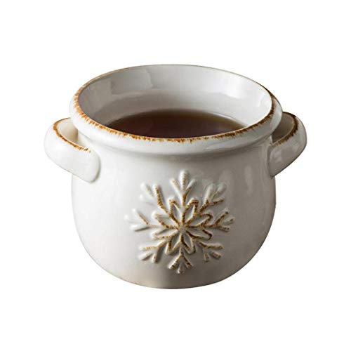 JLWM 400ML Tazones De Consomé Tazón Para Sopa Con Asa Alivio Retro Cerámico Vidriado Microonda Leche Miel Salsa-Blanco