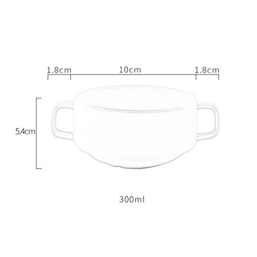 JLWM Cuenco para Sopa con 2 Asas, 300ML Cuencos para Sopa con Asas De Porcelana Cerámico Microonda Cocina Jarra Taza Plantar Flores para Gachas De Avena Desayuno Postre-E
