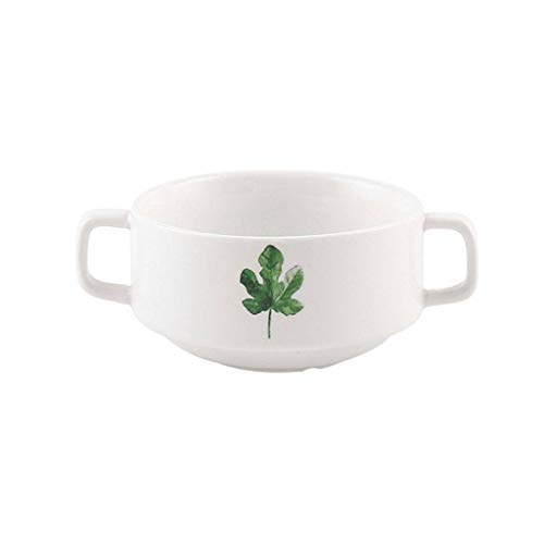JLWM Cuenco para Sopa con 2 Asas, 300ML Cuencos para Sopa con Asas De Porcelana Cerámico Microonda Cocina Jarra Taza Plantar Flores para Gachas De Avena Desayuno Postre-E