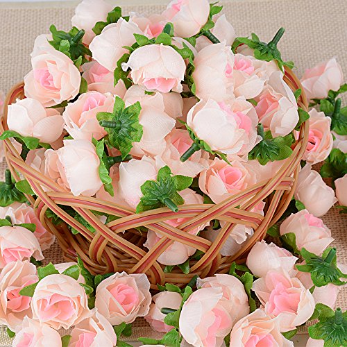 JNCH 100pcs Cabezas de Rosa Flores Rosa Artificiales en Seda para Manualidades Decoración de Boda Fiesta Hogar