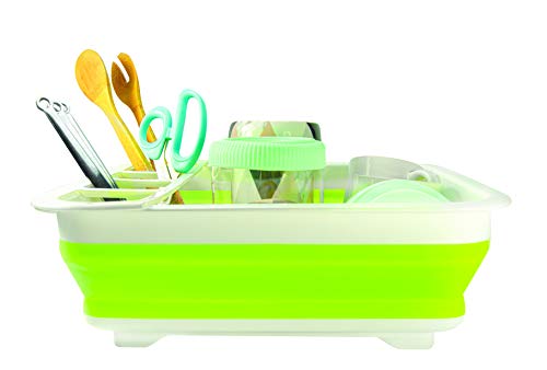 Jocca Silicona Plegable escurridor, Color Blanco/Verde