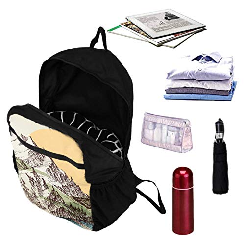 JOCHUAN Mochila Empacable para Hombres Alpine River Landscape Dibujo a Mano Senderismo Mochila Mujeres Mochila Plegable Bolsa de Lona Ligero Impermeable para Hombres