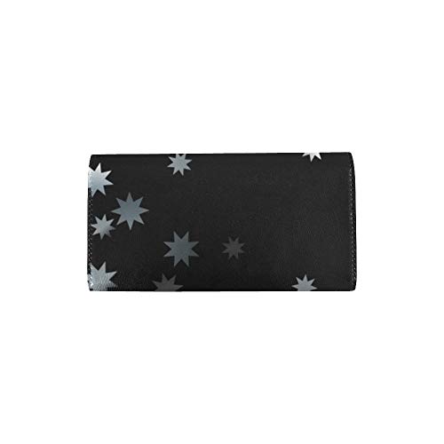 JOCHUAN Único Personalizado Abstracto Estrella de Plata Confeti Caer Starry Women Trifold Monedero Monedero Largo Titular de la Tarjeta de Crédito Caso Bolso