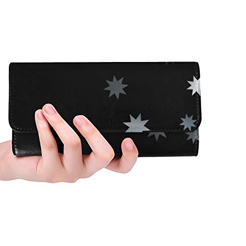 JOCHUAN Único Personalizado Abstracto Estrella de Plata Confeti Caer Starry Women Trifold Monedero Monedero Largo Titular de la Tarjeta de Crédito Caso Bolso
