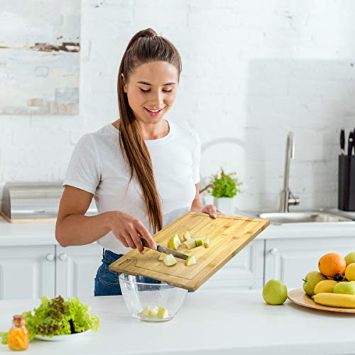 joeji's Kitchen Tabla de Cortar Cocina de bambú Premium | Tabla de Cortar de Madera Duradera | Tabla Cortar Cocina 44.5cm x 30cm x 1.5cms