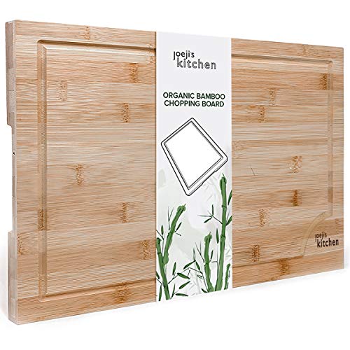 joeji's Kitchen Tabla de Cortar Cocina de bambú Premium | Tabla de Cortar de Madera Duradera | Tabla Cortar Cocina 44.5cm x 30cm x 1.5cms