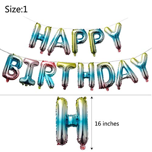 Jolintek Cumpleaños Globos Fiesta de Feliz, Número 18 Globo Letras Tipo ''Happy Birthday'' Globos de Gradiente Mylar Foil Globo Decoración de Fiesta Cumpleaños