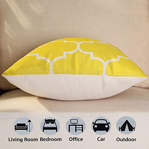 JOTOM Funda de Almohada de Lino de algodón Suave Cuadrada,Funda de cojín Decoración para Sofá,Hogar 45x45 cm, Juego de 4 (Geométrica C)