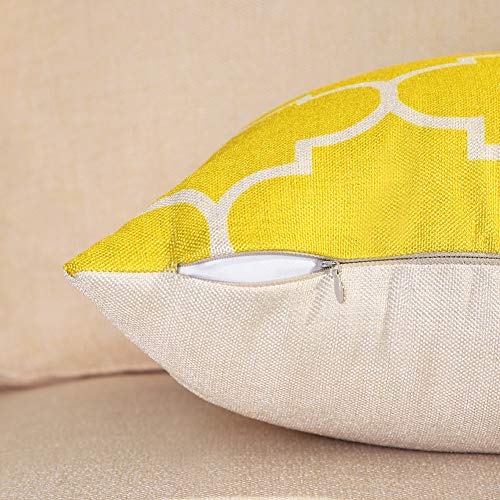 JOTOM Funda de Almohada de Lino de algodón Suave Cuadrada,Funda de cojín Decoración para Sofá,Hogar 45x45 cm, Juego de 4 (Geométrica C)