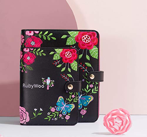Journal Composición de viaje Cuaderno Cuadernos de anillas redondos Botón Filofax Planificador Recargas para horario diario semanal mensual/Memo personal 130 hojas Papel grueso premium（A5）