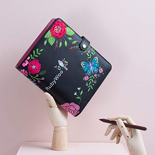 Journal Composición de viaje Cuaderno Cuadernos de anillas redondos Botón Filofax Planificador Recargas para horario diario semanal mensual/Memo personal 130 hojas Papel grueso premium（A5）