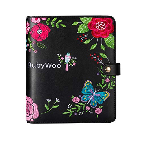 Journal Composición de viaje Cuaderno Cuadernos de anillas redondos Botón Filofax Planificador Recargas para horario diario semanal mensual/Memo personal 130 hojas Papel grueso premium（A5）