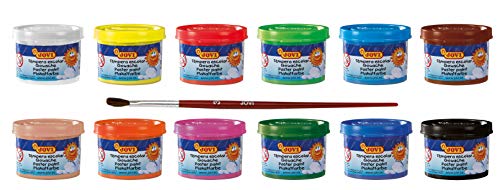 Jovi 152818 - Caja de 12 botes de tempera escolar de 35 ml, gel licuado en colores vivos, 1 unidad, Multicolor
