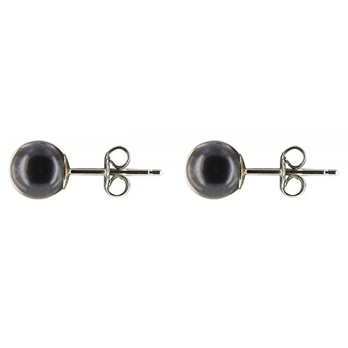 Joyas Les Poulettes - Pendientes Clavo de Plata y Perlas Cultivadas 6,5-7 mm - Classics - Negro