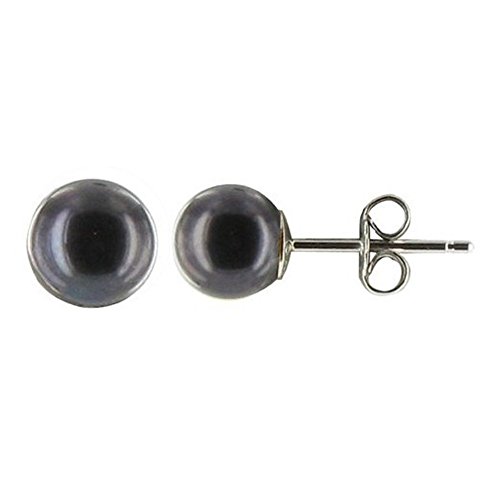 Joyas Les Poulettes - Pendientes Clavo de Plata y Perlas Cultivadas 6,5-7 mm - Classics - Negro