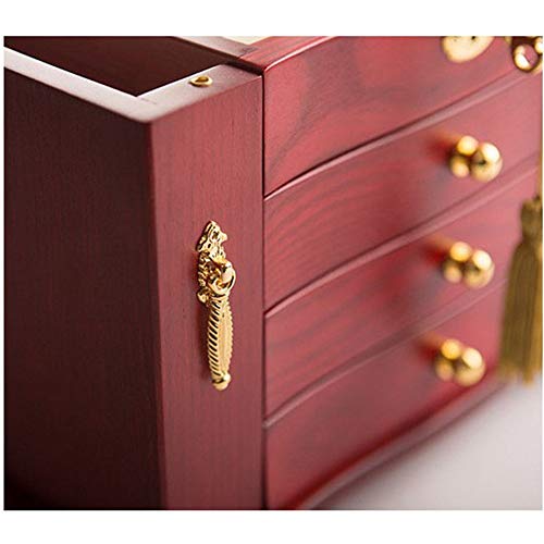 Joyero de madera para mujeres de alta capacidad con 3 cajones Espejo encastrable Organizador de almacenamiento de exhibición de almacenamiento con llave para anillos Pendientes Collar Regalo de cumple