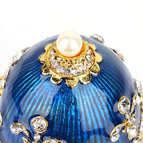 Joyero esmaltado a mano con forma de huevo de Pascua, joyas de estrás, joyas para anillos, pendientes