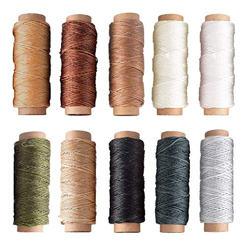 JOYISEN 10 Piezas Hilo Encerado 150D Hilo De coser de Cuero Multicolor para Coser a Mano Pulseras de Encuadernación de Cuero Hilo de Cordón