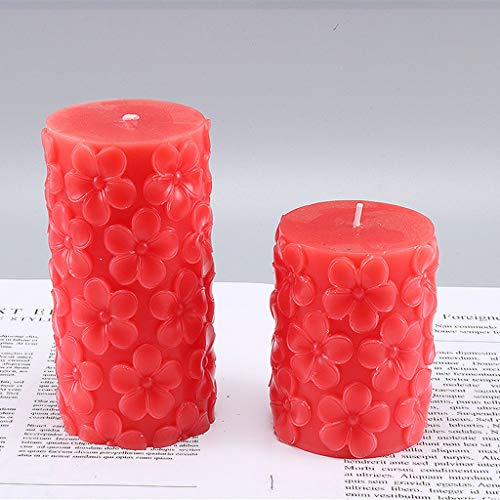 JOYKK 3D Cilíndrica Flor Plástico Vela Molde Cera Jabón Fabricación DIY Artesanía Decoración