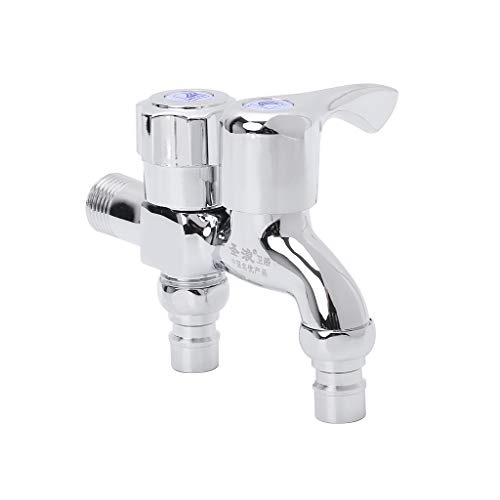 JOYKK Multifuncional Lavadora Faucet Doble Salida Conector Doble Grifo de Agua - Plateado