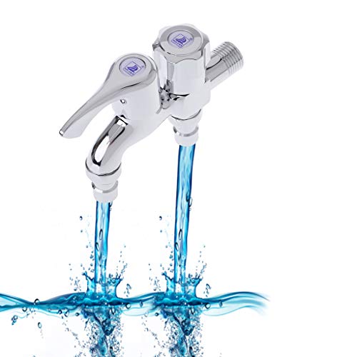 JOYKK Multifuncional Lavadora Faucet Doble Salida Conector Doble Grifo de Agua - Plateado