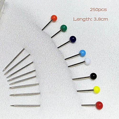 joyliveCY 250pieces alfileres con cabeza de cristal en caja para sastre