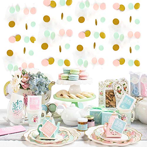 JOYMEMO Menta Verde Oro Melocotón Globo Guirnalda Kit Boda Baby Shower Aniversario Graduación Fondo de cumpleaños con 110 Globos, Decoraciones de Espuma de mar cromada