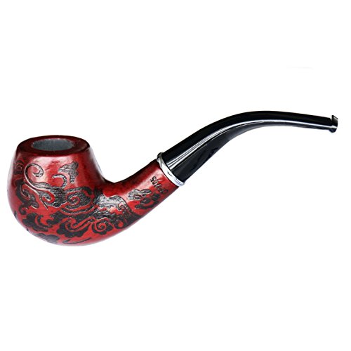 Joyoldelf Set de pipas de tabaco, madera tallada, con los diseños florales clásicos, 6 accesorios de fumador.
